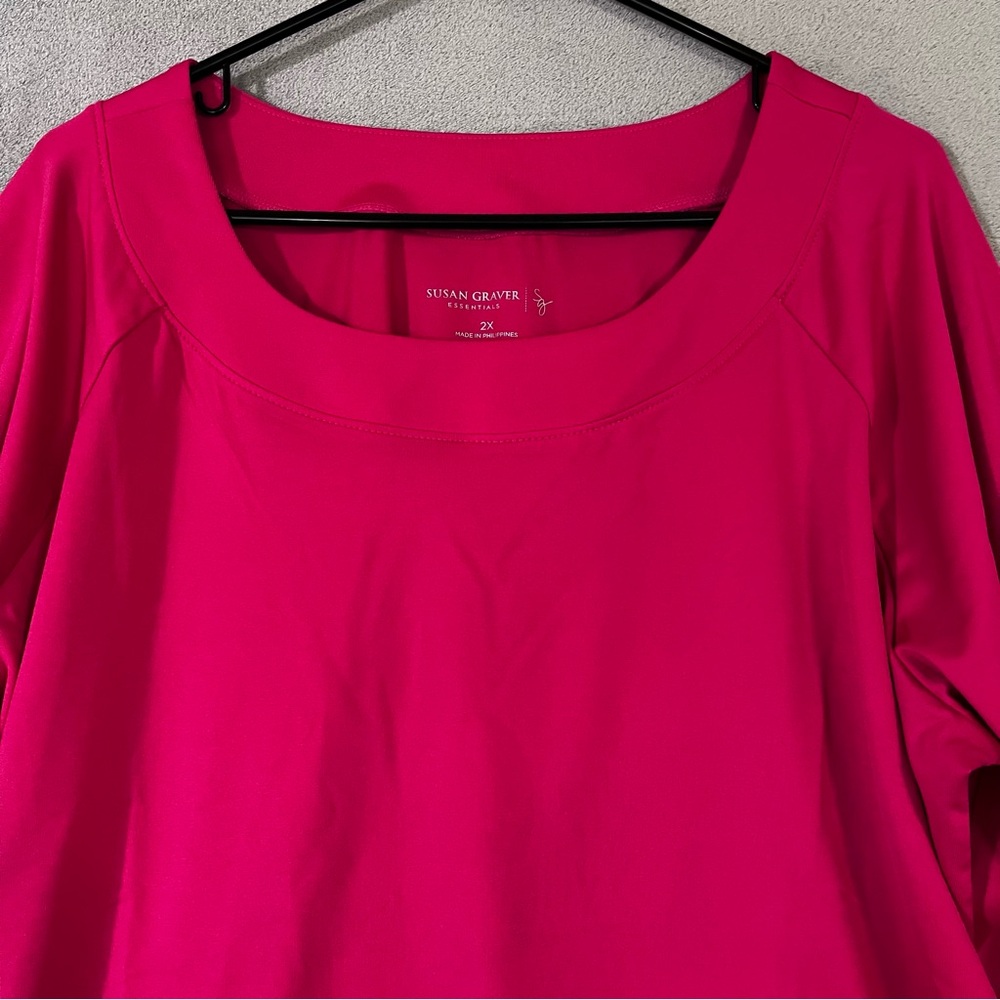 Susan Graver Essentials Top Liquid Knit Fuchsia Pink Womens 2X - Picture 2 of 7
